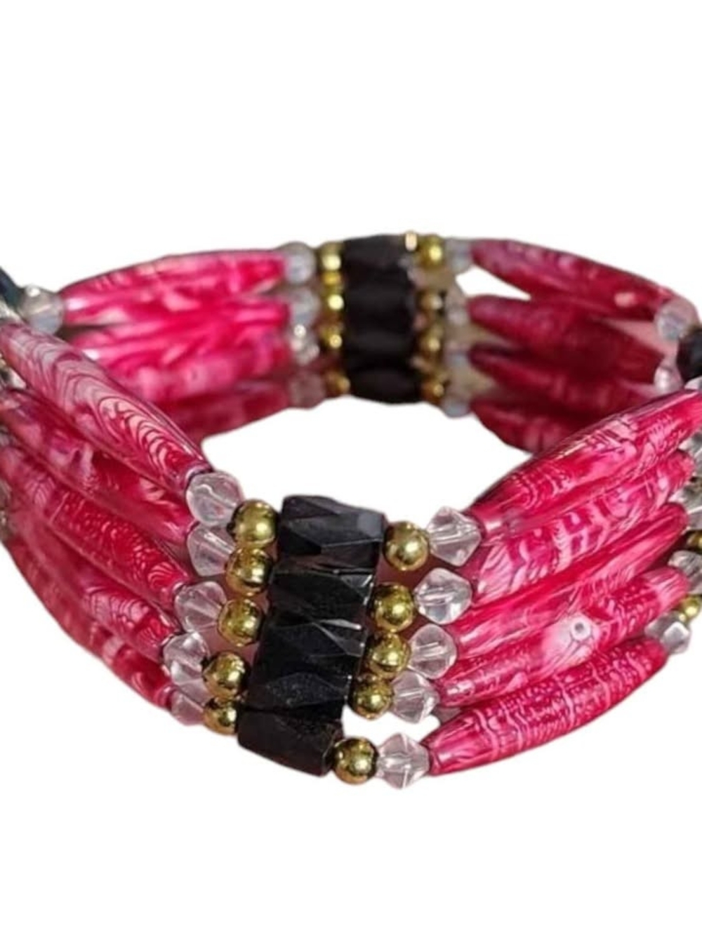 The Magnetic Alchemist: Pink & Black Magnetite Multi-Strand Statement Bracelet
